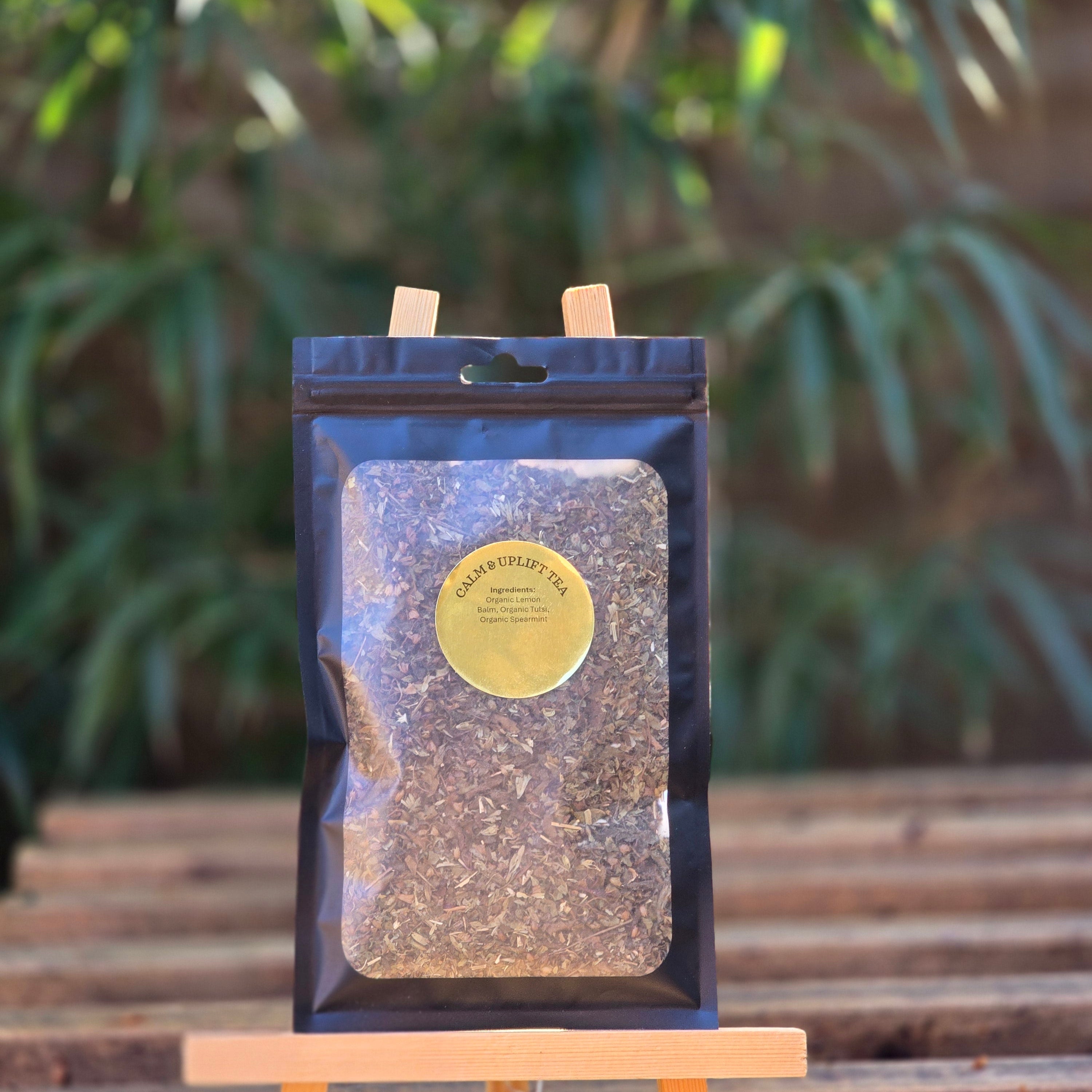 Calm & Uplift Tea-  Artisanal and Handcrafted Tulsi, Lemon Balm, Spearmint