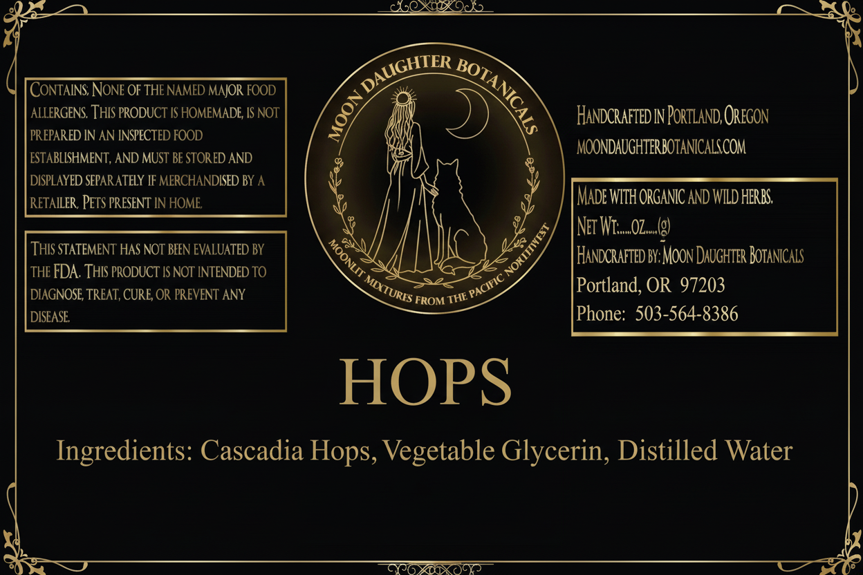 Hops Glycerite product label